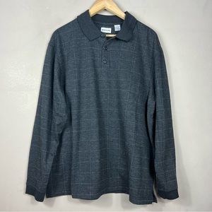Vintage Gray and Black Long Sleeve Collar Polo Top